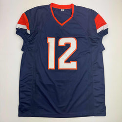 Autographed/Signed R.J RJ Harvey Denver Blue Football Jersey JSA COA