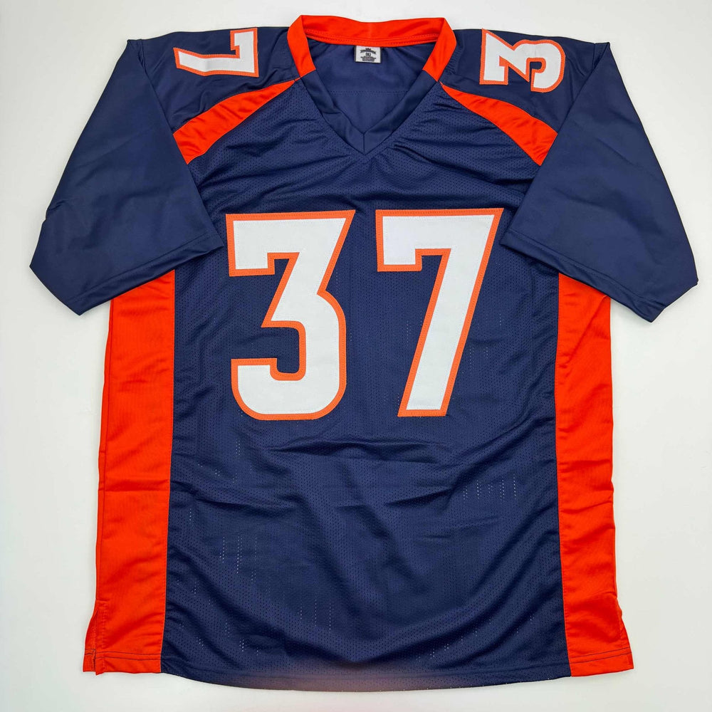 Autographed/Signed R.J RJ Harvey Denver Blue Football Jersey JSA COA