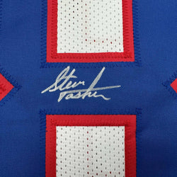 Autographed/Signed Steve Tasker Buffalo White Football Jersey JSA COA
