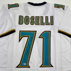 Autographed/Signed Tony Boselli HOF 22 Jacksonville White Football Jersey Beckett BAS COA