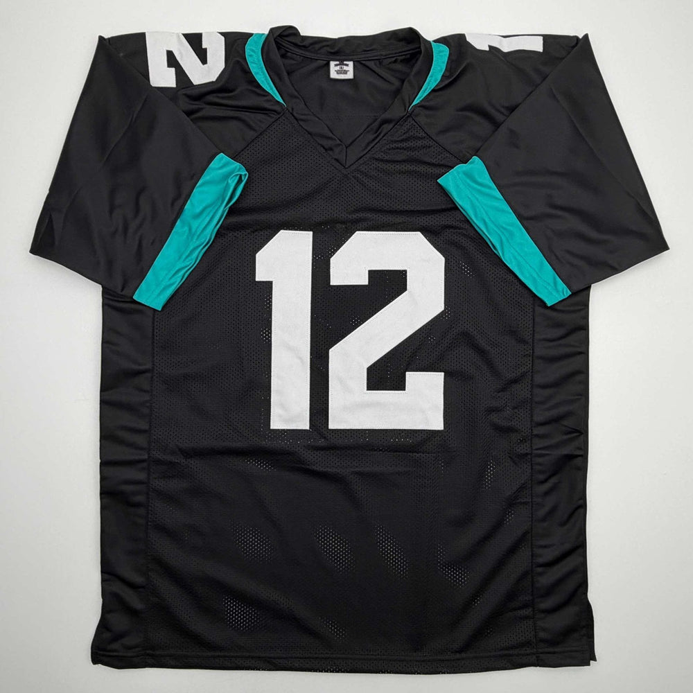 Autographed/Signed Travis Hunter Jacksonville Black Football Jersey Beckett BAS COA