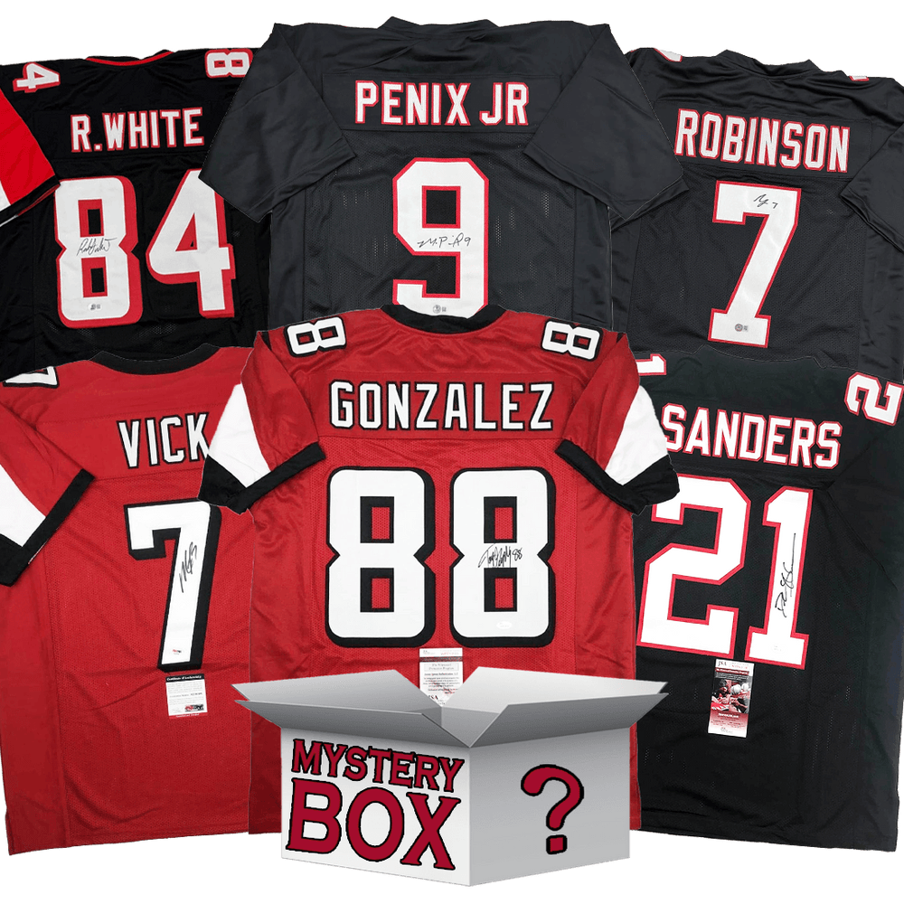 Autographed/Signed Atlanta Football Jersey Mystery Box with PSA JSA or Beckett COA