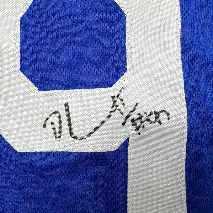 Framed Autographed/Signed Dexter Lawrence II 35x39 New York Retro Century Red Pro Cut Football Jersey Beckett BAS COA (ONLINE ORDER ONLY)