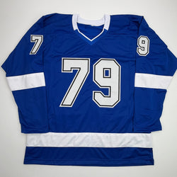 Autographed/Signed Ross Colton Tampa Bay Blue Hockey Jersey Beckett BAS COA (ONLINE ORDER ONLY)