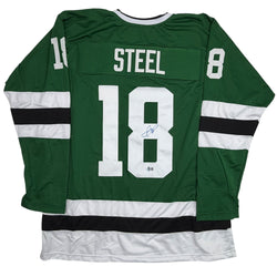 Autographed/Signed Sam Steel Dallas Green Hockey Jersey Beckett BAS COA (ONLINE ORDER ONLY)