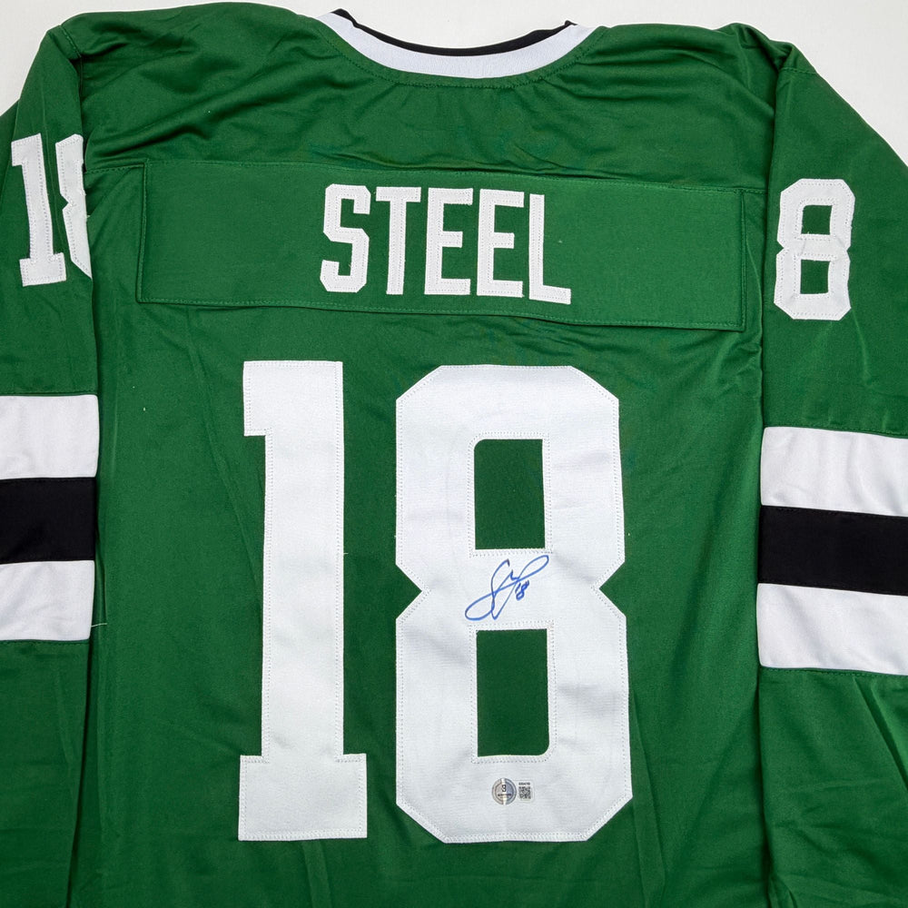 Autographed/Signed Sam Steel Dallas Green Hockey Jersey Beckett BAS COA (ONLINE ORDER ONLY)