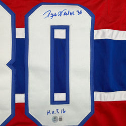 Autographed/Signed Rogie Vachon Montreal Red Hockey Jersey Beckett BAS COA (ONLINE ORDER ONLY)
