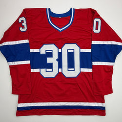 Autographed/Signed Rogie Vachon Montreal Red Hockey Jersey Beckett BAS COA (ONLINE ORDER ONLY)