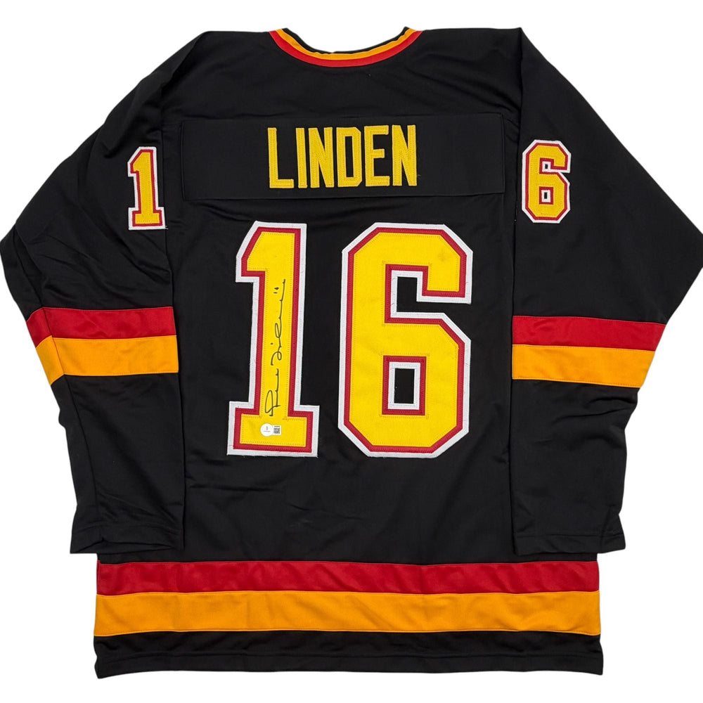 Autographed/Signed Trevor Linden Vancouver Black Hockey Jersey Beckett BAS COA (ONLINE ORDER ONLY)