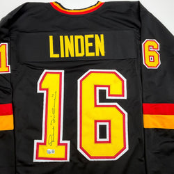 Autographed/Signed Trevor Linden Vancouver Black Hockey Jersey Beckett BAS COA (ONLINE ORDER ONLY)