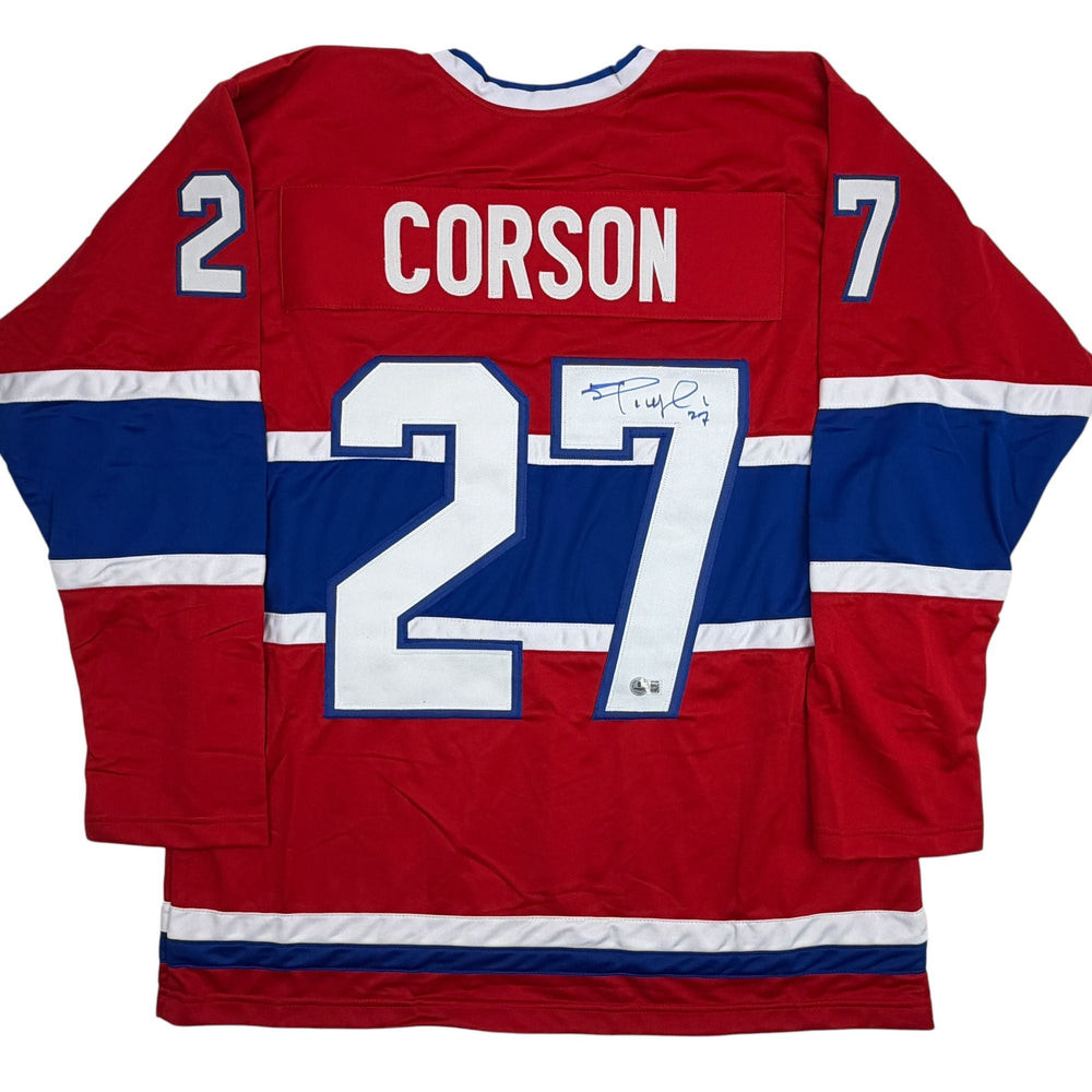 Autographed/Signed Shayne Corson Montreal Red Hockey Jersey Beckett BAS COA (ONLINE ORDER ONLY)