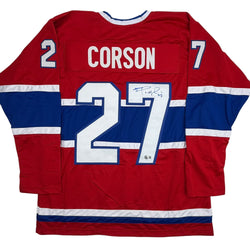 Autographed/Signed Shayne Corson Montreal Red Hockey Jersey Beckett BAS COA (ONLINE ORDER ONLY)