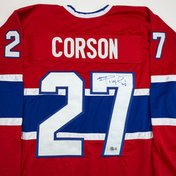 Autographed/Signed Shayne Corson Montreal Red Hockey Jersey Beckett BAS COA (ONLINE ORDER ONLY)