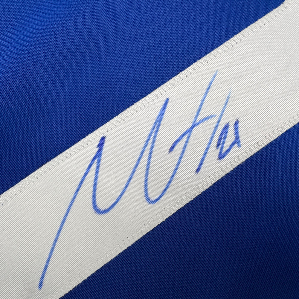 Autographed/Signed Nils Hoglander Vancouver Blue Hockey Jersey Beckett BAS COA (ONLINE ORDER ONLY)