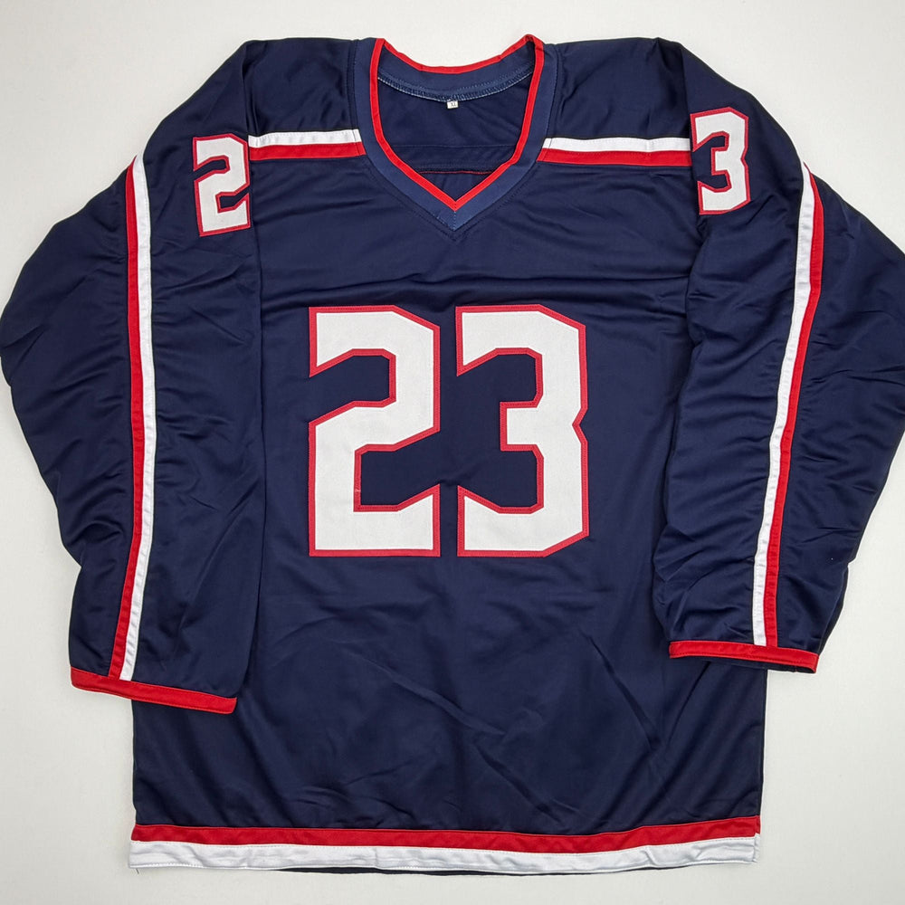 Autographed/Signed Sean Monahan Columbus Blue Hockey Jersey Beckett BAS COA (ONLINE ORDER ONLY)