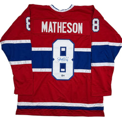 Autographed/Signed Mike Matheson Montreal Red Hockey Jersey Beckett BAS COA (ONLINE ORDER ONLY)