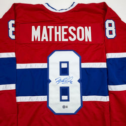 Autographed/Signed Mike Matheson Montreal Red Hockey Jersey Beckett BAS COA (ONLINE ORDER ONLY)