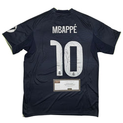 Autographed/Signed Kylian Mbappe Real Madrid Navy Blue Soccer Jersey Panini Authentic COA (ONLINE ORDER ONLY)