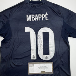 Autographed/Signed Kylian Mbappe Real Madrid Navy Blue Soccer Jersey Panini Authentic COA (ONLINE ORDER ONLY)