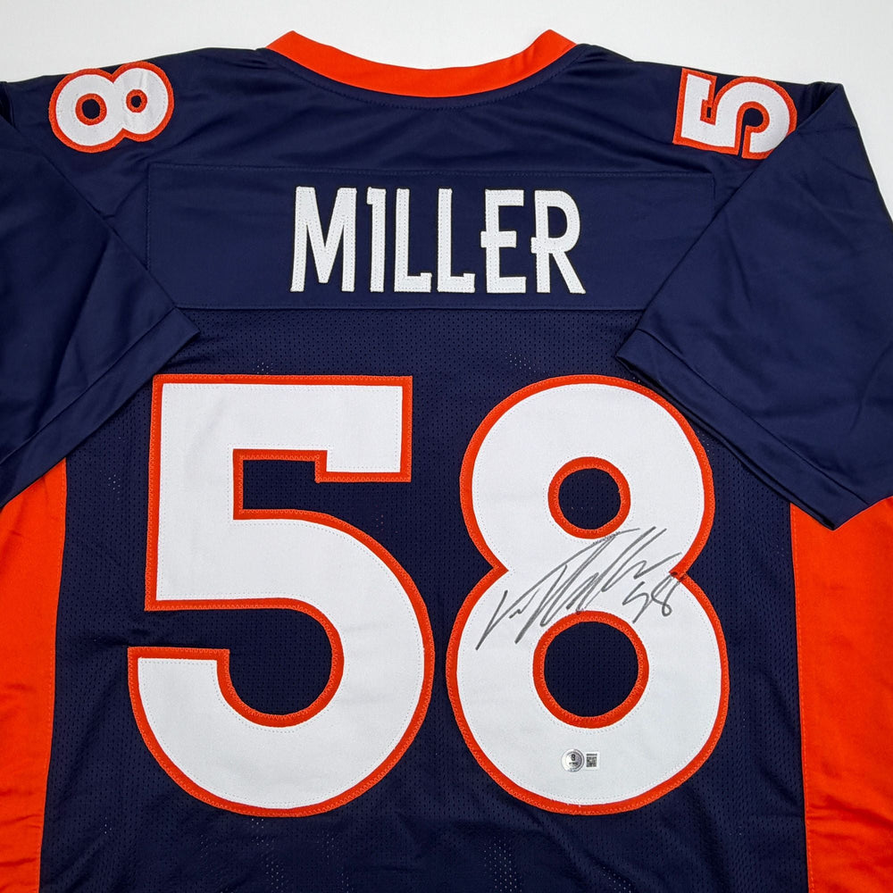 Autographed/Signed Von Miller Denver Blue Football Jersey Beckett BAS COA (ONLINE ORDER ONLY)