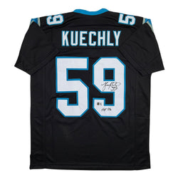 Autographed/Signed Luke Kuechly HOF 26 Carolina Black Football Jersey Beckett BAS COA (ONLINE ORDER ONLY)