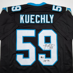 Autographed/Signed Luke Kuechly HOF 26 Carolina Black Football Jersey Beckett BAS COA (ONLINE ORDER ONLY)