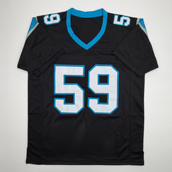 Autographed/Signed Luke Kuechly HOF 26 Carolina Black Football Jersey Beckett BAS COA (ONLINE ORDER ONLY)