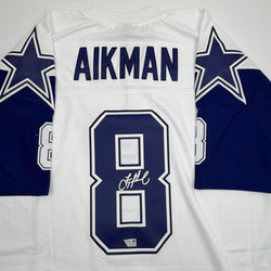 Autographed/Signed Troy Aikman Dallas Cowboys White Authentic Mitchell & Ness Football Jersey Fanatics COA (ONLINE ORDER ONLY)