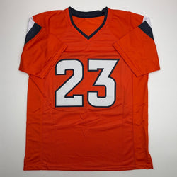 Autographed/Signed Jahdae Barron Denver Orange Football Jersey Beckett BAS COA (ONLINE ORDER ONLY)