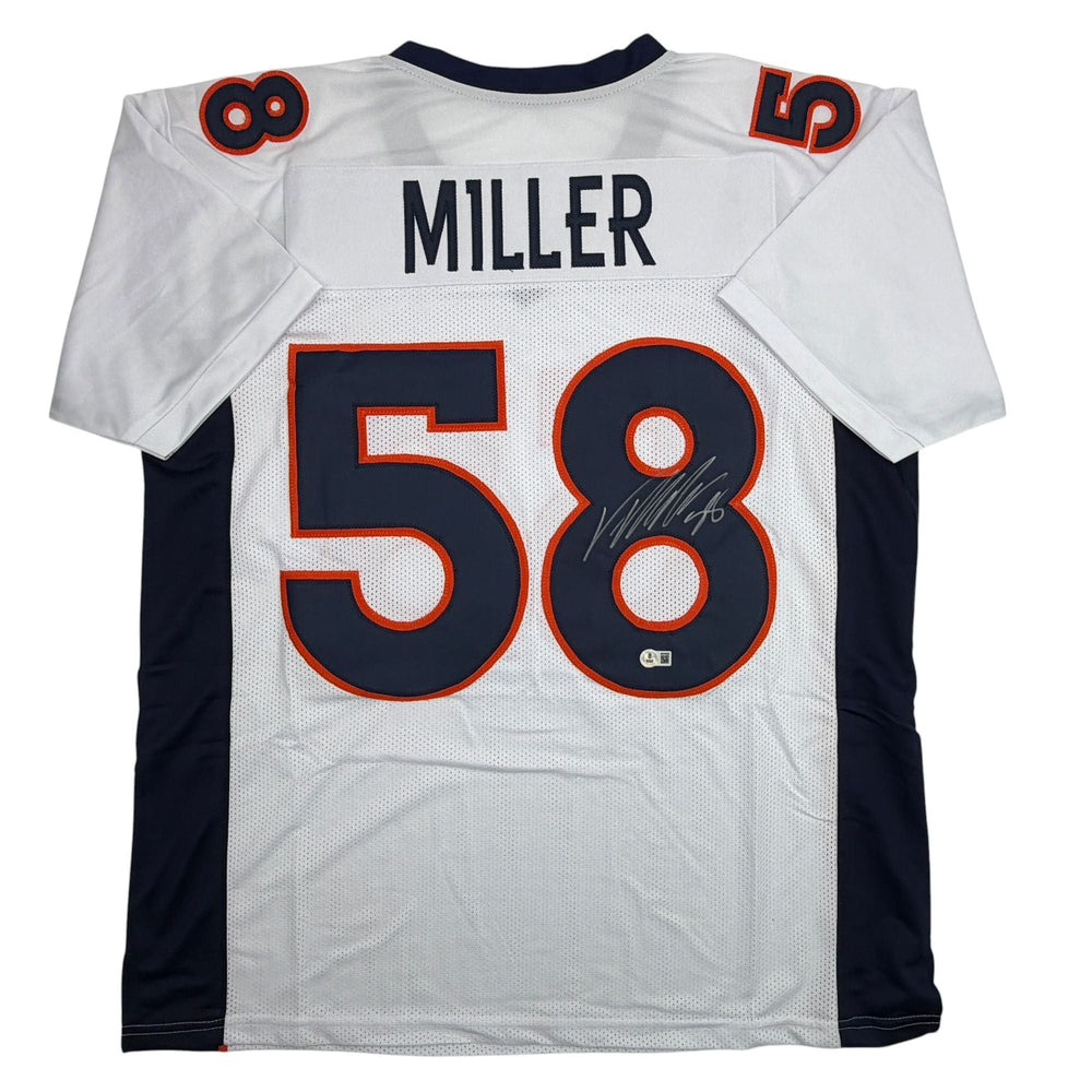 Autographed/Signed Von Miller Denver White Football Jersey Beckett BAS COA (ONLINE ORDER ONLY)