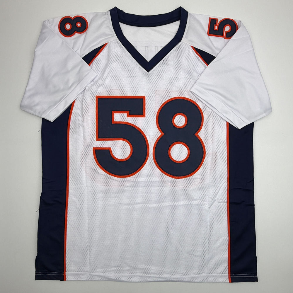 Autographed/Signed Von Miller Denver White Football Jersey Beckett BAS COA (ONLINE ORDER ONLY)