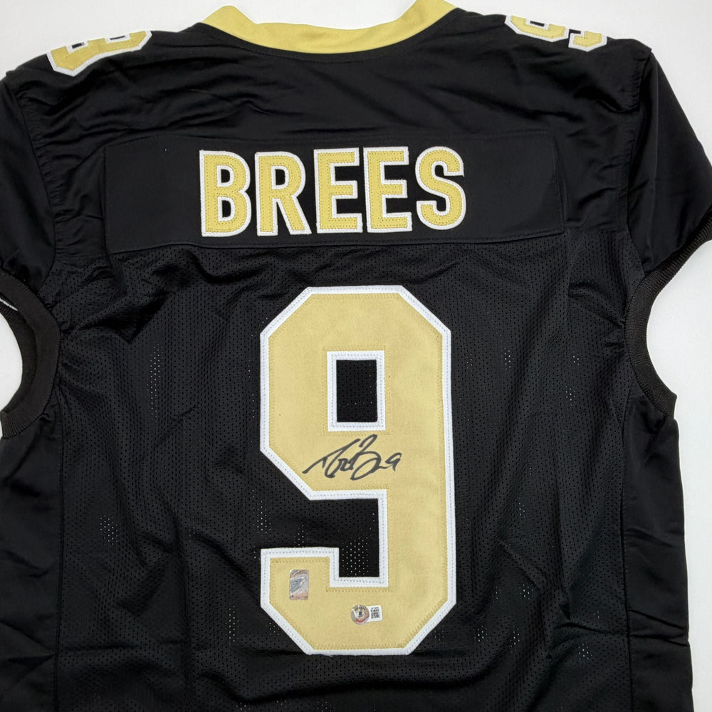 Autographed/Signed Drew Brees New Orleans Black Pro Cut Football Jersey Beckett BAS COA (ONLINE ORDER ONLY)