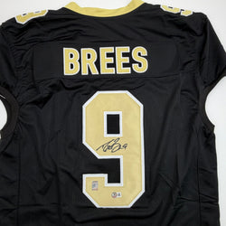 Autographed/Signed Drew Brees New Orleans Black Pro Cut Football Jersey Beckett BAS COA (ONLINE ORDER ONLY)
