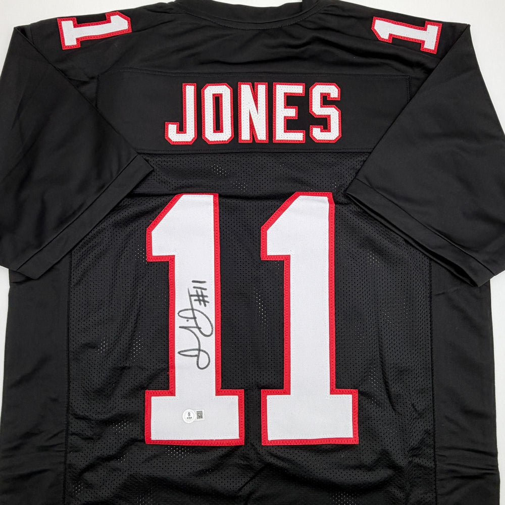 Autographed/Signed Julio Jones Atlanta Black Retro Football Jersey Beckett BAS COA (ONLINE ORDER ONLY)