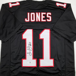 Autographed/Signed Julio Jones Atlanta Black Retro Football Jersey Beckett BAS COA (ONLINE ORDER ONLY)