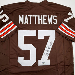 Autographed/Signed Clay Matthews Jr Cleveland Brown Football Jersey Beckett BAS COA (ONLINE ORDER ONLY)
