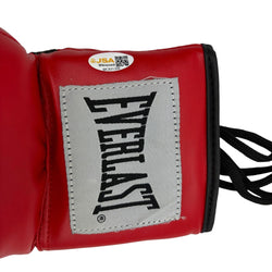 Autographed/Signed Larry Holmes Red Everlast Boxing Glove JSA COA (ONLINE ORDER ONLY)