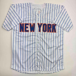Autographed/Signed Bartolo Colon Inscribed Big Sexy New York Pinstripe Baseball Jersey Beckett BAS COA