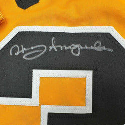 Framed Autographed/Signed Manny Sanguillen 35x39 Pittsburgh Yellow Baseball Jersey JSA COA