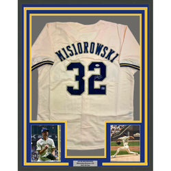 Framed Autographed/Signed Jacob Misiorowski 35x39 Milwaukee Cream Baseball Jersey JSA COA