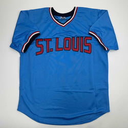 Autographed/Signed Ted Simmons St. Louis Blue Baseball Jersey JSA COA