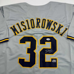 Autographed/Signed Jacob Misiorowski Milwaukee Grey Baseball Jersey JSA COA