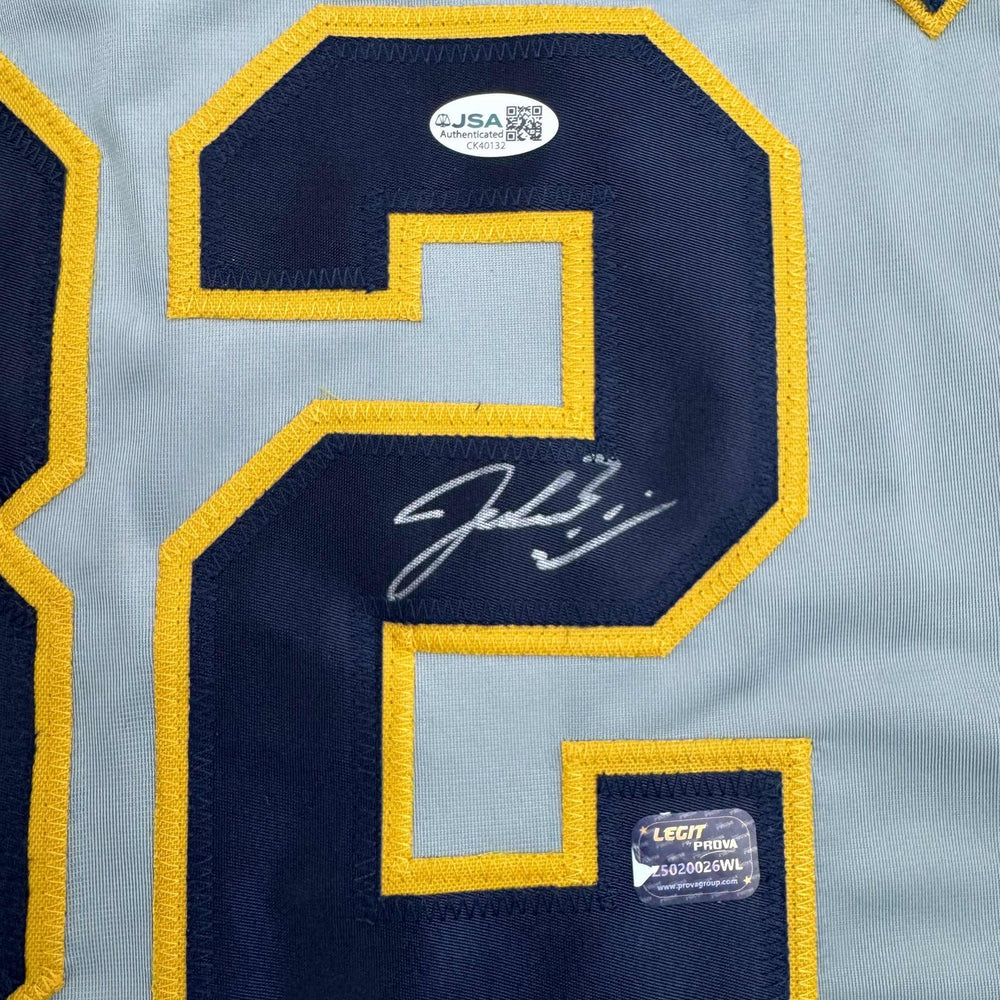 Autographed/Signed Jacob Misiorowski Milwaukee Grey Baseball Jersey JSA COA