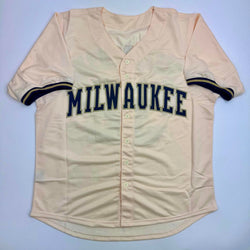 Autographed/Signed Jacob Misiorowski Milwaukee Cream Baseball Jersey JSA COA