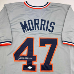 Autographed/Signed Jack Morris Detroit Grey Baseball Jersey JSA COA