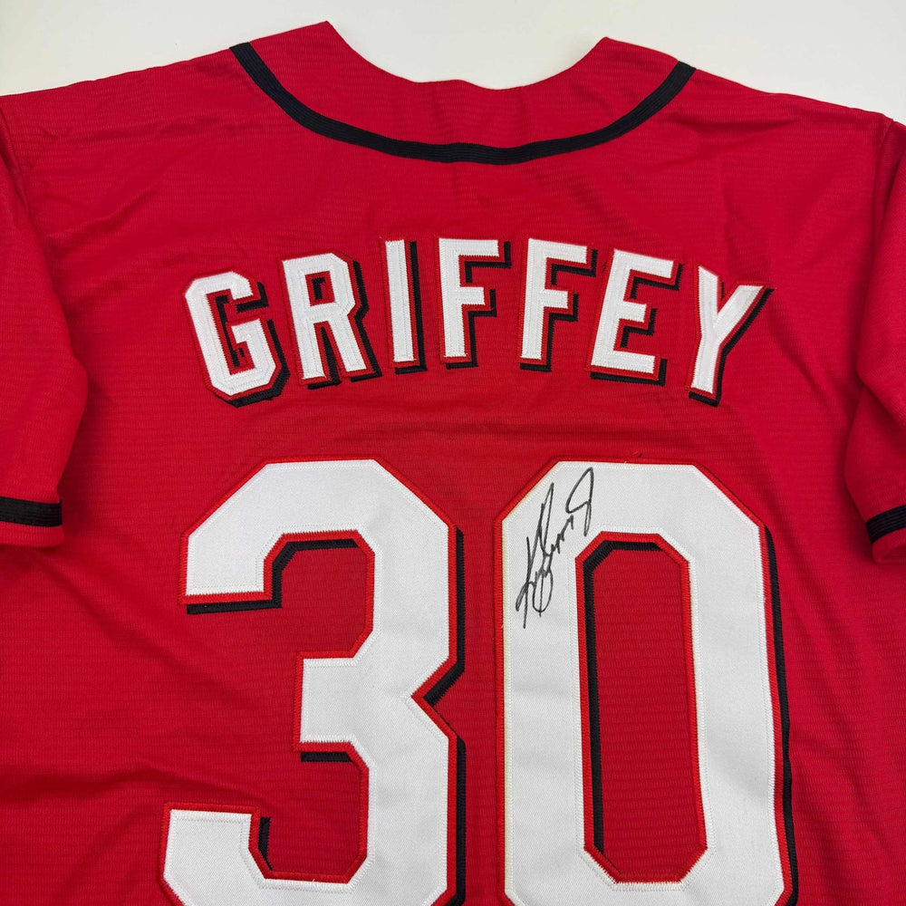 Autographed/Signed Ken Griffey Jr. Cincinnati Red Baseball Jersey Beckett BAS COA