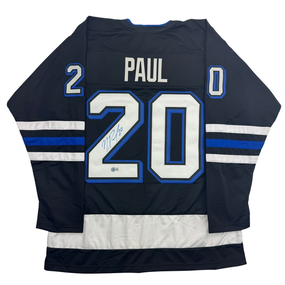 Autographed/Signed Nick Paul Tampa Bay Black Hockey Jersey Beckett BAS COA (ONLINE ORDER ONLY)