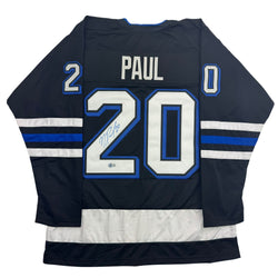 Autographed/Signed Nick Paul Tampa Bay Black Hockey Jersey Beckett BAS COA (ONLINE ORDER ONLY)