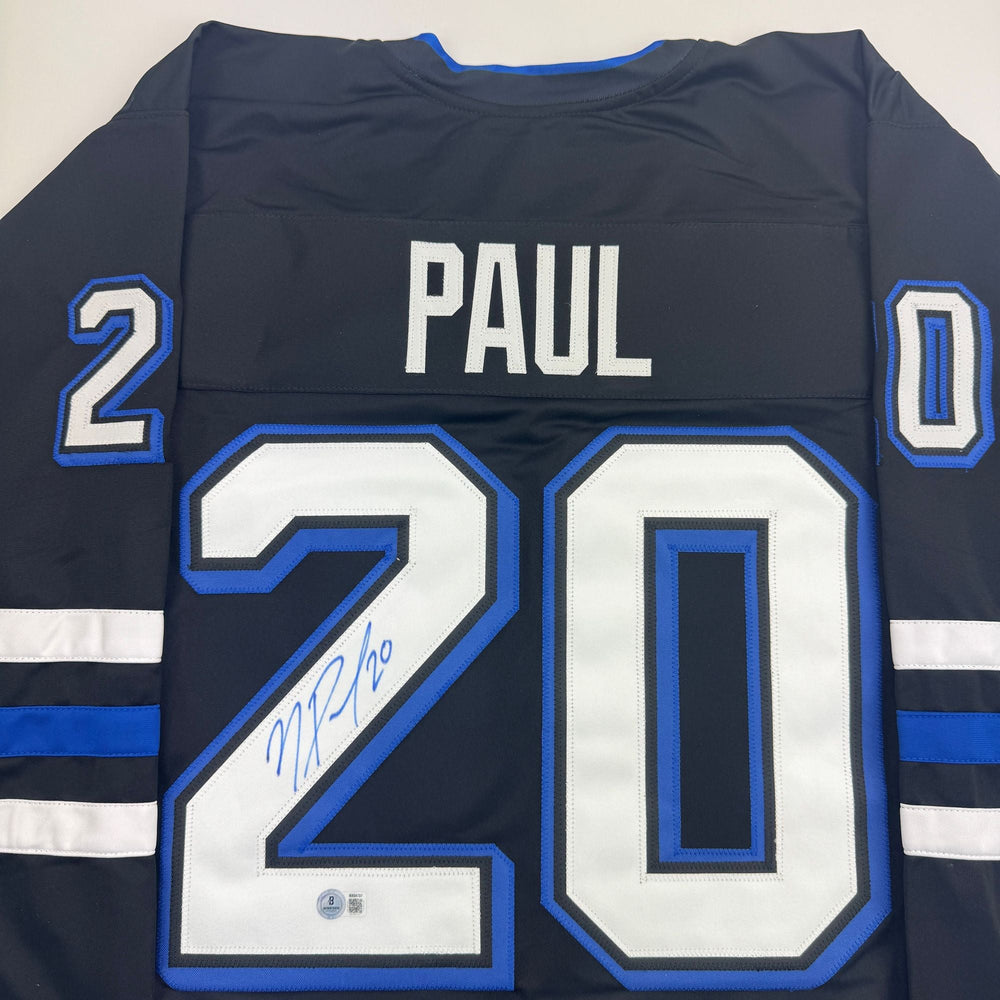 Autographed/Signed Nick Paul Tampa Bay Black Hockey Jersey Beckett BAS COA (ONLINE ORDER ONLY)