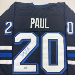 Autographed/Signed Nick Paul Tampa Bay Black Hockey Jersey Beckett BAS COA (ONLINE ORDER ONLY)